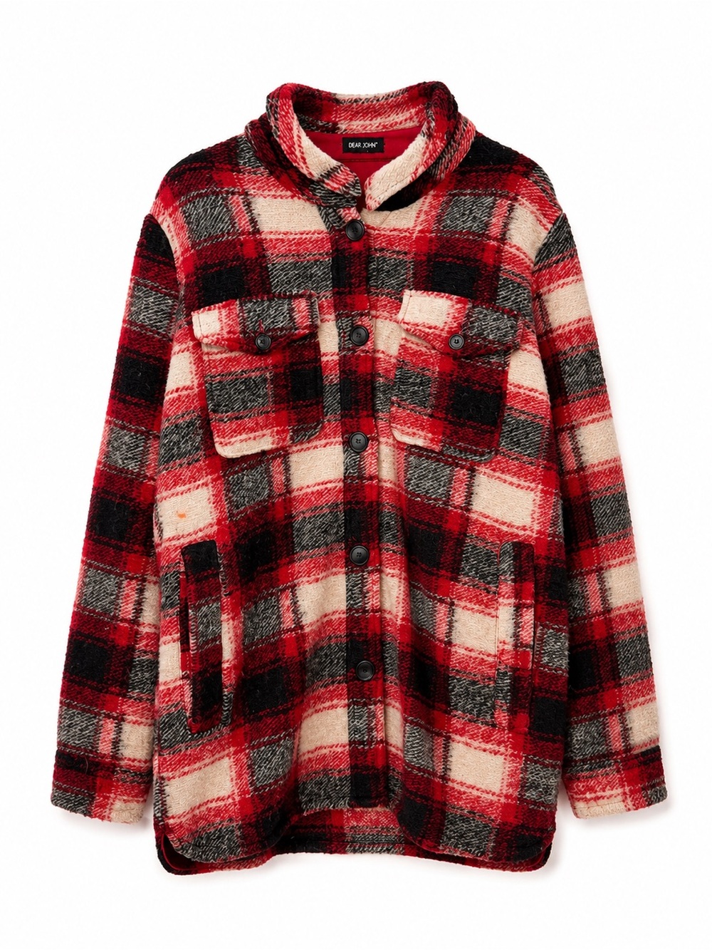 Dear John Red Plaid Oversized Shacket Jacket